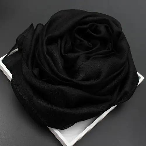 2023 New Pure Color Linen Scarf Women Summer Sunscreen Shawl Long Scarf Bohemian Beach Wrap Hijab Stole Scarves