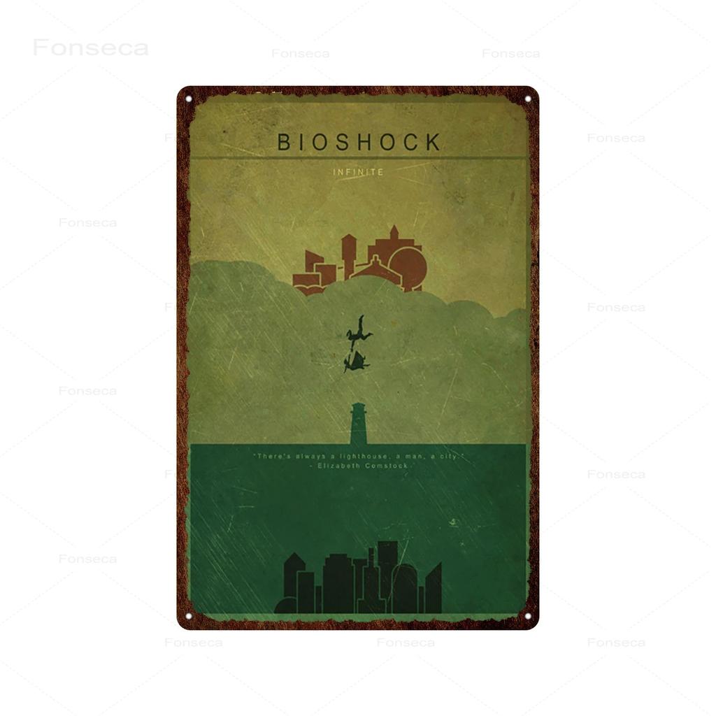 Shooting Game Bioshock Tin Sign Infinite High Quality Retro Meatl Plaques Vintage Wall Art Iron Painting for Home Bar Decoration