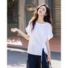 Women's Asymmetric Drawstring Pleated Cotton Spandex T-shirt