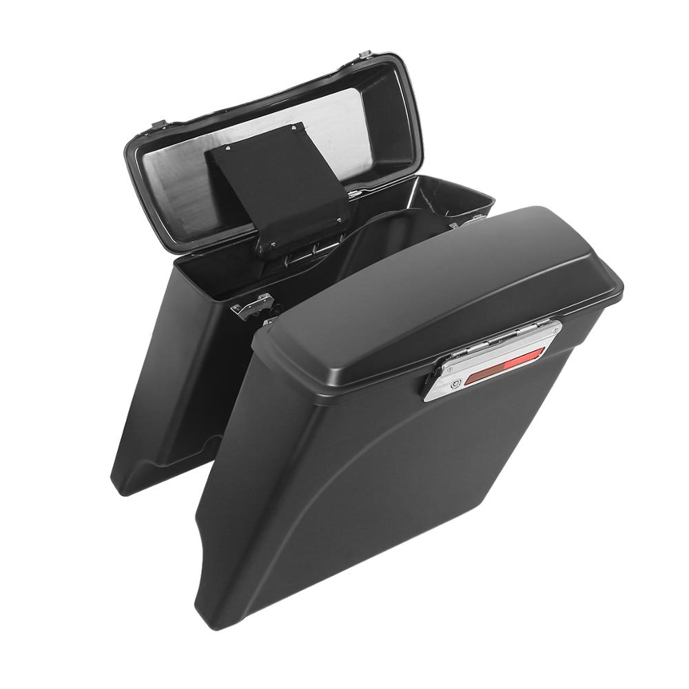 Motorcycle 5" Extended Stretched Hard Saddlebags For Harley Touring Road King Electra Glide Road Glides Street Glides 1993-2013