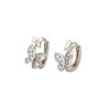 Women Fashion Plated S925 Silver Butterfly Zircon Buckle Earrings For Ladies