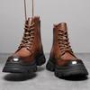 Martin Boots Men's Winter New Velvet High-top Leather Shoes Men's British Leather Platform Tooling Locomotive Boots