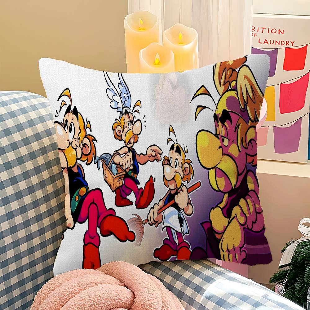 Cartoon AAsterix And OObelix Maple Design Cushion Cover Happy Autumn Harvest decor Holiday Decorati Pillow Cover