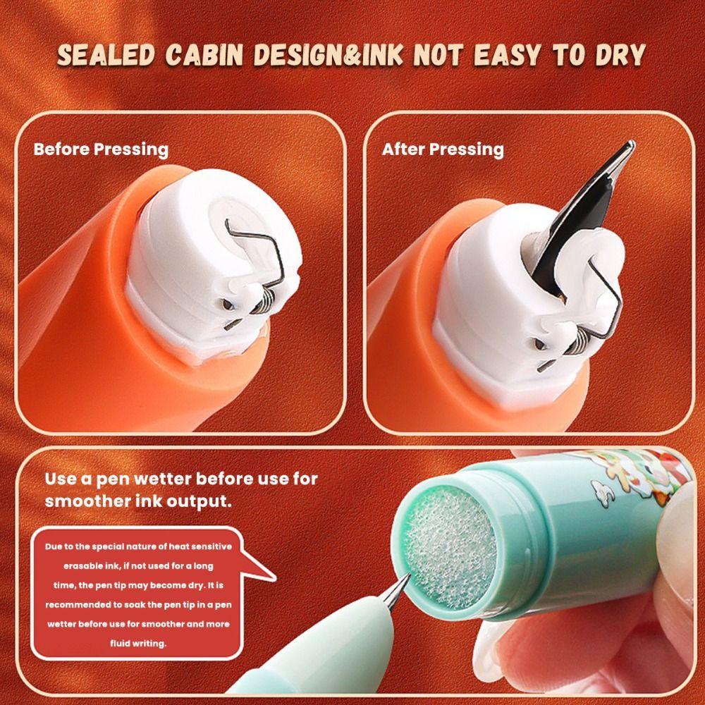 Erasable Gel Pen Black/Blue Ink Neutral Pen Cartoon Writing Drawing Tool  Students Gift