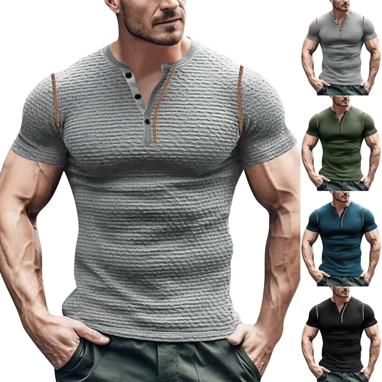 

Men s Summer Leisure Culture Breathable Short Sleeved Shirt Top L серый