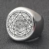 Men's 22MM Polished Titanium Steel Ring with Laser-Etched Seven-Pointed Star Rune