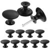 Lot of 12 Vintage Cabinet Knobs 30 Mm Black - Zinc Alloy, 26 Mm Screws