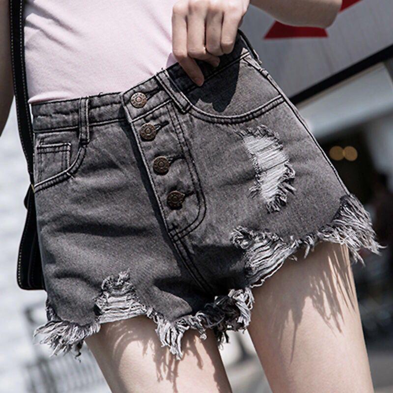 Women's Plus Size High Waist Ripped Denim Shorts - 2019 Summer Fashion