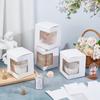 36pcs Bakery Box with PVC Display Window Cardboard Gift Packaging Boxes for Cookies Square White 105.5x110x125mm