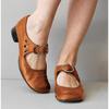 New Medieval Cosplay Women's Shoes Spring Low Heels Single Shoes Buckle Shallow Thick Heels Work Mother Shoes