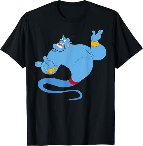 Aladdin Genie Floating Happy Portrait Black TShirt S