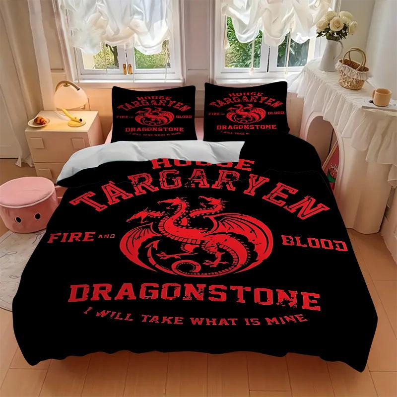 3pcs House Targaryen, Dragonstone Comforter Set - Four Seasons Home High,Machine Washable Bedspread with Pillowcases (No Filling) yy250909027