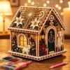 Pearl Bead Wooden House Craft Kit Wooden House DIY Pearl Bead Craft Set  Christmas Decoration