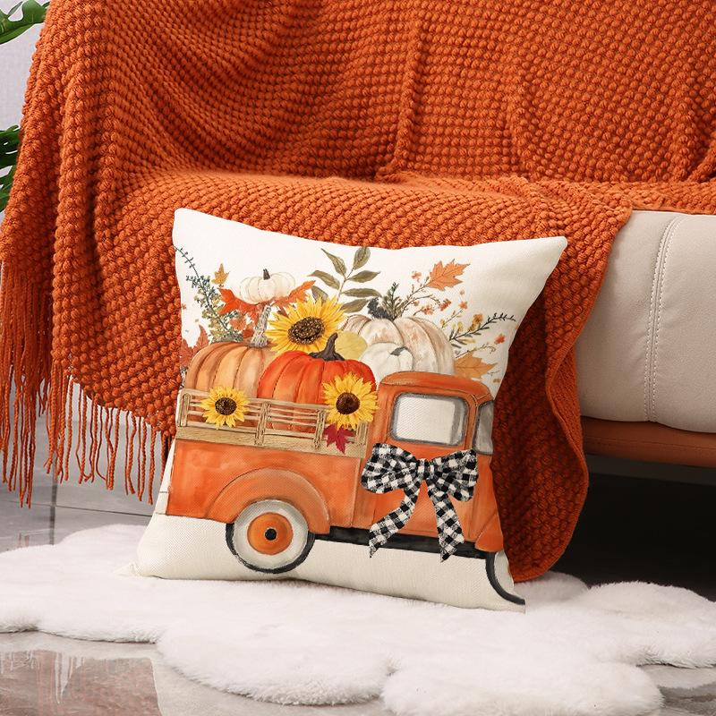 

Осенняя декоративная наволочка с принтом тыквы, льняная, дышащая, удобная, создающая праздничную атмосферу, декоративная наволочка для диванной подушки 45 * 45Cm (single pillowcase)