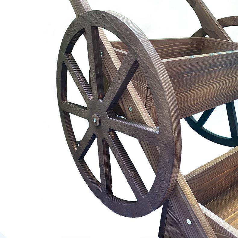 Carbonized Antiseptic Wooden Flower Box and Stand for Outdoor Balcony Garden Decor