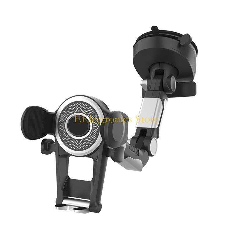 B03C Universal Car Cell-Phone Mount Cradles Extendable Holder Powerful Clamps Sucker Cup Bracket Arm for Auto Center Console