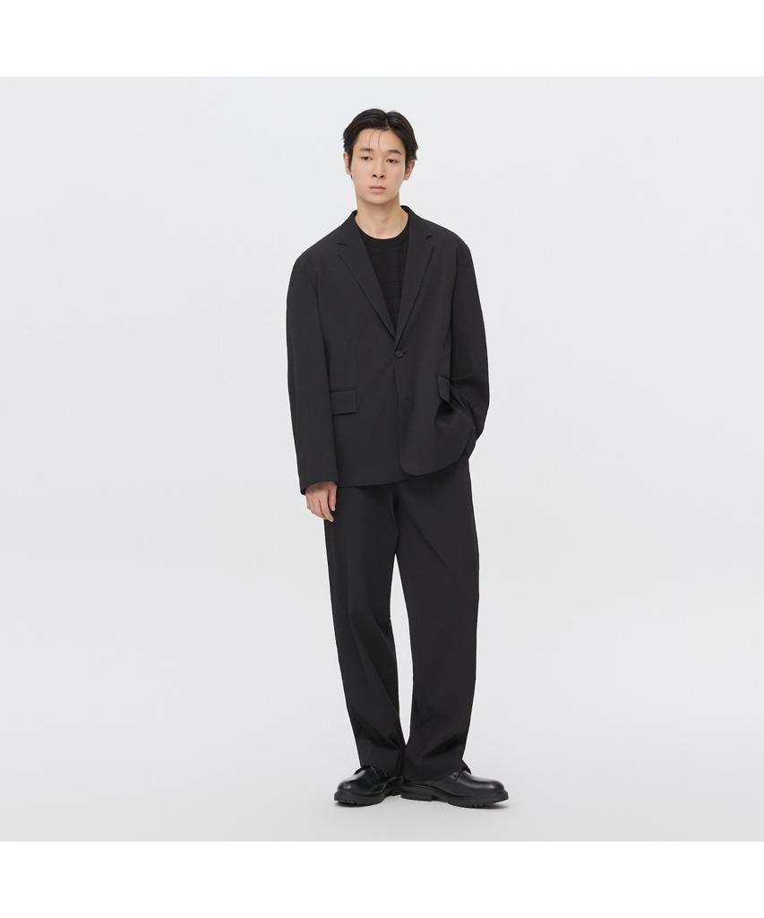 Keoseuuteommellou [Essentials] Black Loose Fit Pleats Setup Pants C9Pam26422Bkx