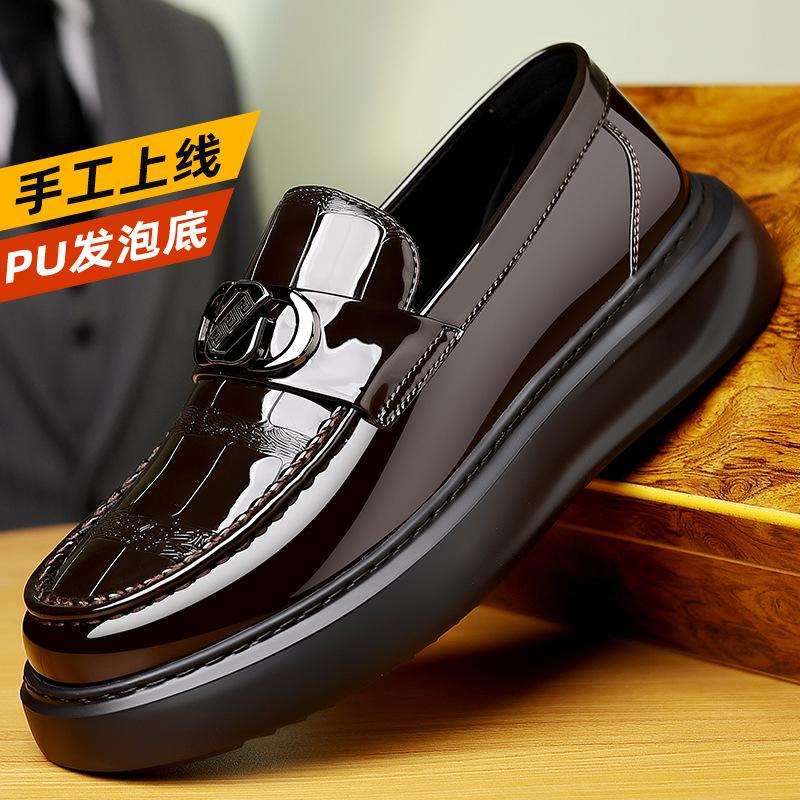 British Style Business Leather Luxury Shoes Men New Fashion Retro Casual Bright Men's Shoes Low Top Platform Korean Loafers Men