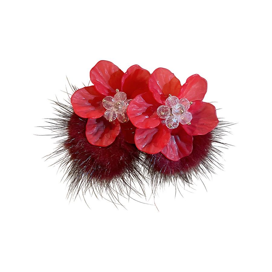 Silbernadel Pompon Acrylglas Blume Ohrstecker - Retro, Übertrieben, Einzigartiger High-End-Look Ohrringe