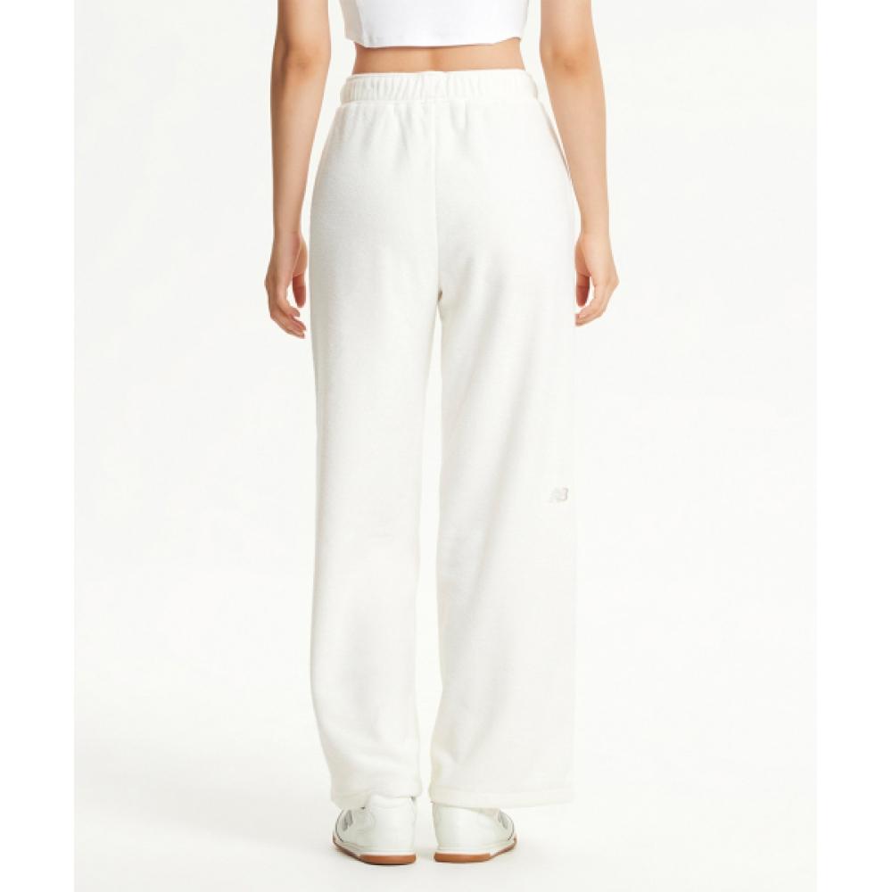 New Balance Nbmle4w942 Women Brushed Terry Fleece Wide Pants Cream