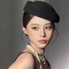 Formal Stewardess Hat Solid Felt Beret Fashion Flight Attendant Hat  Women Headwear