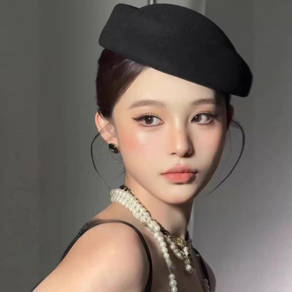 Formal Stewardess Hat Solid Felt Beret Fashion Flight Attendant Hat  Women Headwear