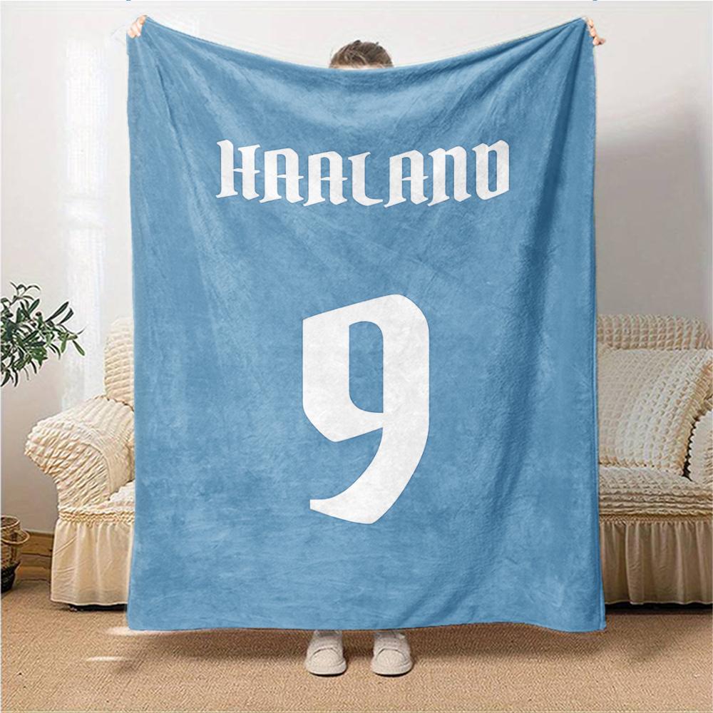 Haaland Trikot Decken Flanell Bedruckt Atmungsaktiv Warm Überwurfdecke für Zuhause Büro Bettwäsche 0708a84