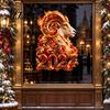 New Year Window Decorations 2027 Zodiac Sheep Static Clings, Red Russian Glass Decals, Reusable Stickers No Residue for Home Shop Holiday Decor Clings