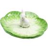 Housoutil Ceramic Rabbit Plates, Easter Cabbage Plate, Green Easter Serving Tray for Dessert Fruit Salad Snacks