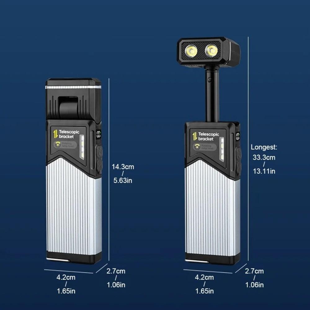 Electric Display LED Work Light USB Rechargeable 180° Rotating Telescopic Flashlight Telescoping Design with Tail Magnet