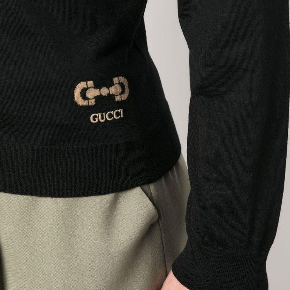 GUCCI Sweaters Men's Black V Neck Moderate Other 713566-XKCOR-1000