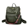 Retro High Capacity Women's Backpacks High Quality PU Leather Waterproof Ladies Shoulders Bag Fashionable Widened Shoulder Strap Girl Female Rucksacks