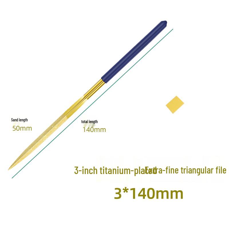 Sada diamantových pilníků Lionwei s titanovým povlakem - 3", 4", 5" Různé ploché, malé a trojúhelníkové pilníky pro broušení slitin.