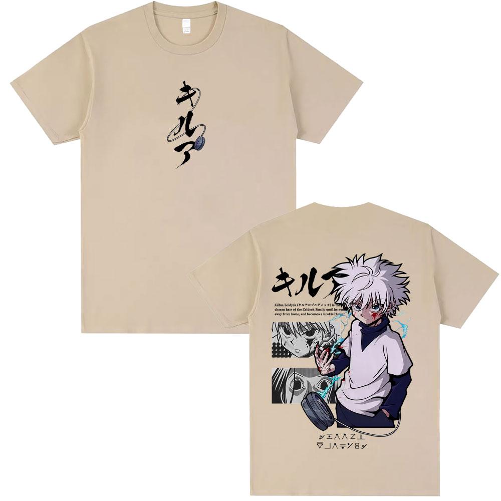 Anime Hunter X Hunter Tshirt Killua Zoldyck Graphic Tshirts Men Women Casual Vintage Cotton Tee Shirt Mens Oversized T Shirts