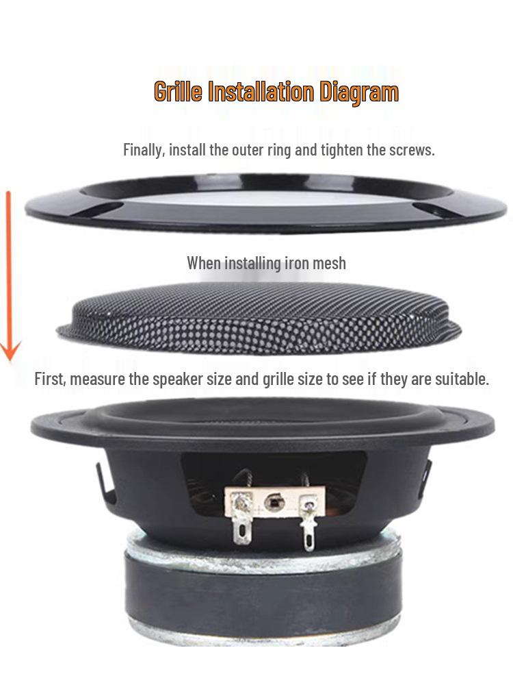 3-inch Car Speaker Grille Cover & Decorative Ring - Iron Mesh Electroacoustic Accessory.