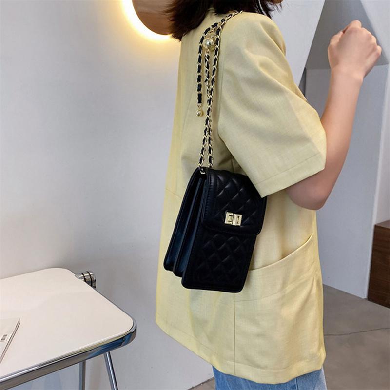 Mobile Phone Bags  Rhombus Chain Shoulder Cross Body Cellphone Sling Bag
