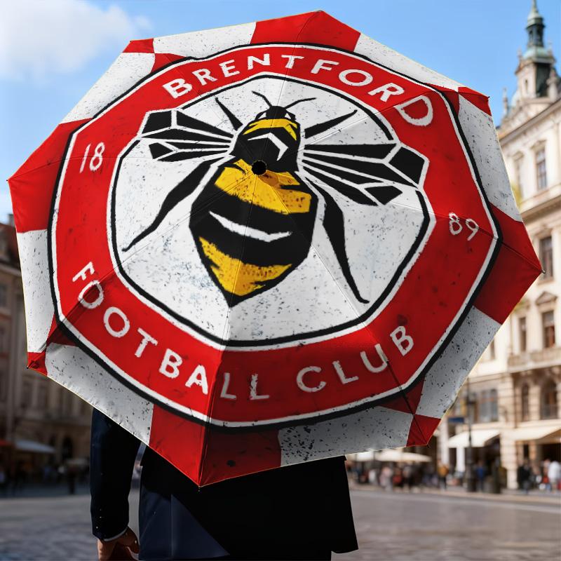 1PC Brentford Football Club Crest Printed Umbrella Folding umbrella, automatic umbrella 8-Frame for Travel, camping Fan gifts Christmas Gifts