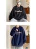 Men's Burgundy Fleece-Lined Oversized Hoodie, Hoodless, American Style, Heavy-Weight, Trendy Autumn/Winter Jacket.