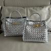 New Genuine Leather Women's Bag Fashion Retro Hand Woven Women's Handheld Single Shoulder Diagonal Cross Bag