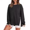 2024 Autumn/Winter Women's Loose Round Neck Zip Hoodie