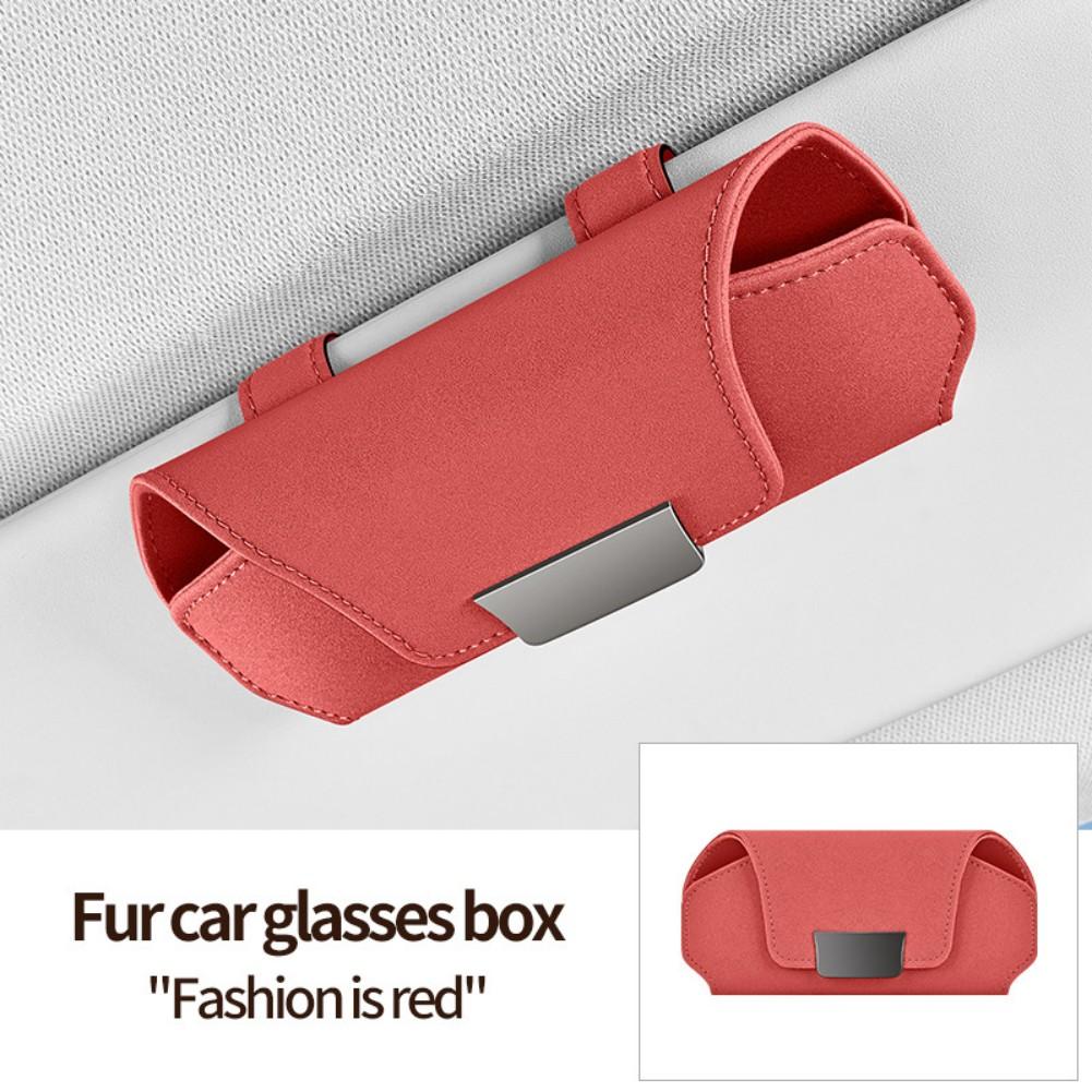 Sun Visor Eyewear Organizer Car Glasses Case with Magnetic Closure Made from Suede and Flannel for Secure Storage