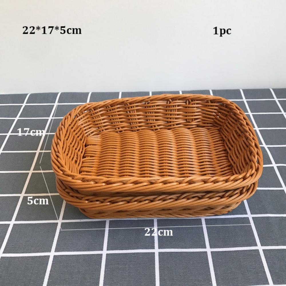 Mehrere Stile Imitation Rattan Obstteller Retro Gewebt Mehrzweck Aufbewahrung Rattan Gewebt Tee Tablett Kreatives Haus Süßigkeitenverpackung