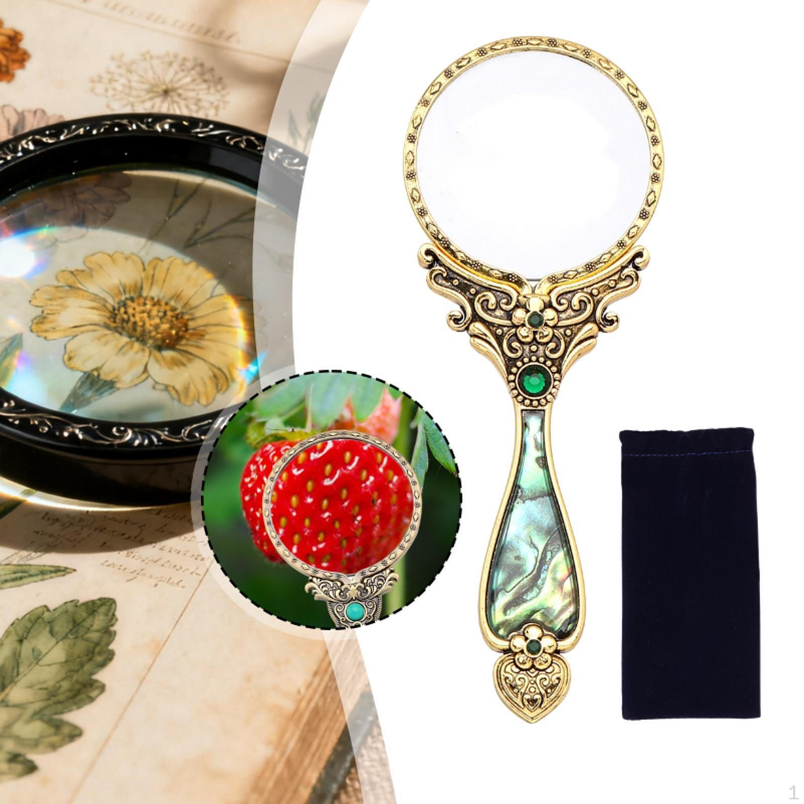 

4x Retro Glass Identification Tool Vintage Design Reading Magnifier Aid for Science Hobby Antique Gold