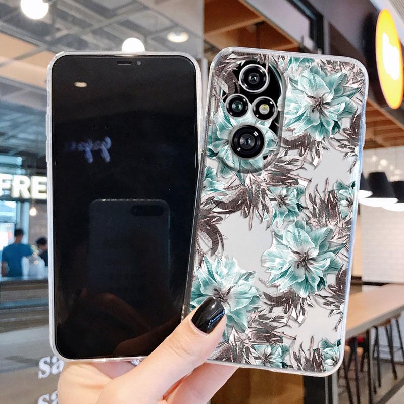 Für Honor 200 Pro Handyhülle Mode Blume Transparente Rückseite Für Honor 200Pro Weiches TPU Silikon Anti-Drop Bumper Fundas