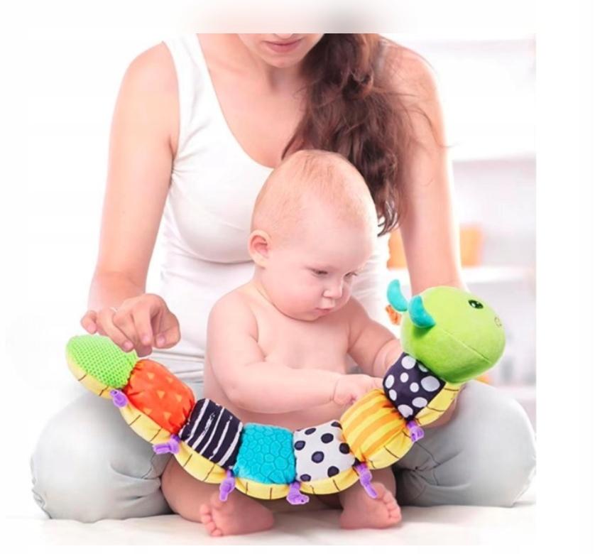 Sensory Plush Caterpillar for Babies with Music Anti-stress Mirror