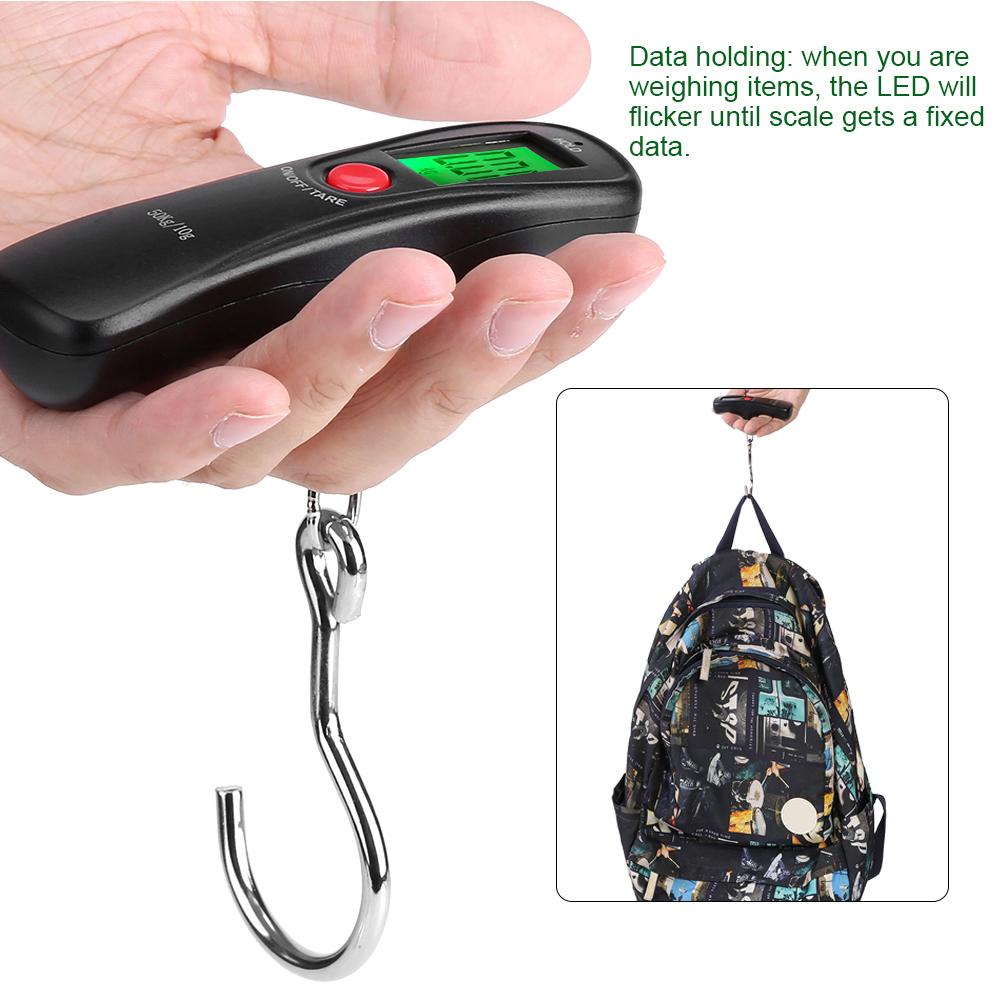 WEIHENG 50kg/10g Digital LCD Display Luggage Scale Electronic Handheld Travel Weighing Scales
