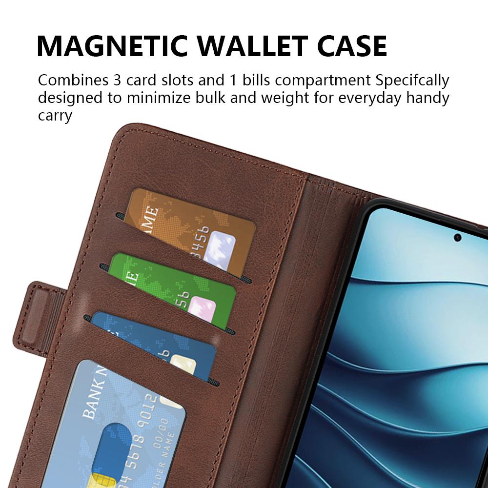 Für Xiaomi Redmi Note 14 5G Ständerhülle Kalbsleder Textur Leder Brieftasche Handyhülle