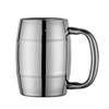 Stainless Steel Beer Mug BarrelShaped with Handle InsulatedWall Drinkware for Home