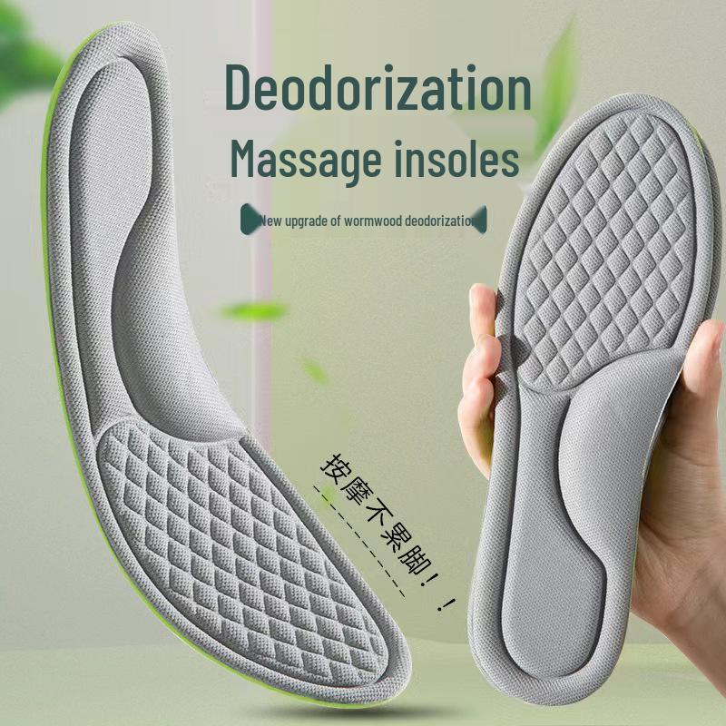 Mugwort Deodorizing Insoles: Ultra-soft, Shock-absorbing Air Cushion for Men & Women – Relieves Foot Pain & Fatigue from Prolonged Standing