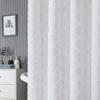 White Boho Shower Curtain for Bathroom Modern Farmhouse with Simple Tufted Pleat Floral Extra Long Decorative with 12 Hooks Soft